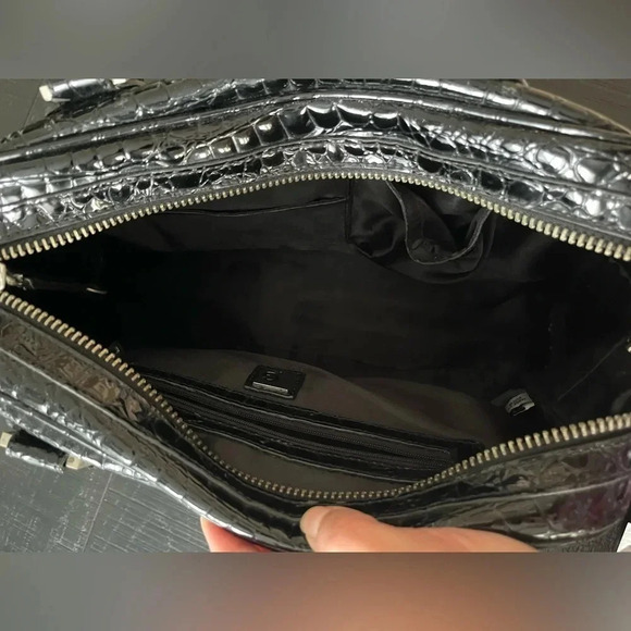 G by GUESS Y2K LOGO  Black Patent Leather Iconic Croc Hand Bag Purse Vintage - Picture 6 of 7